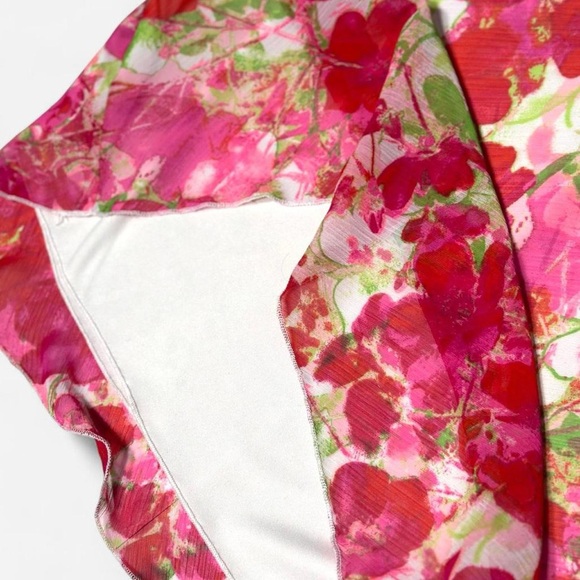 Vintage 90s Midi Skirt, Pink Floral, Flowy Lightweight Spring or Summer Skirt - Picture 4 of 7